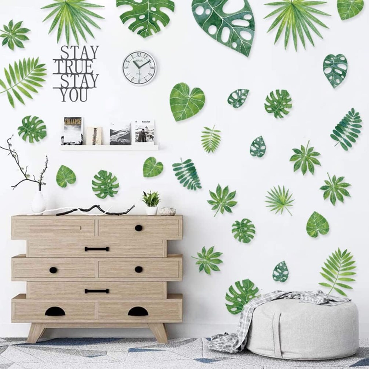 Leaf Wall Decals, Wall Vinyl Decals Tropical Plant Stickers (Multiple Colors)